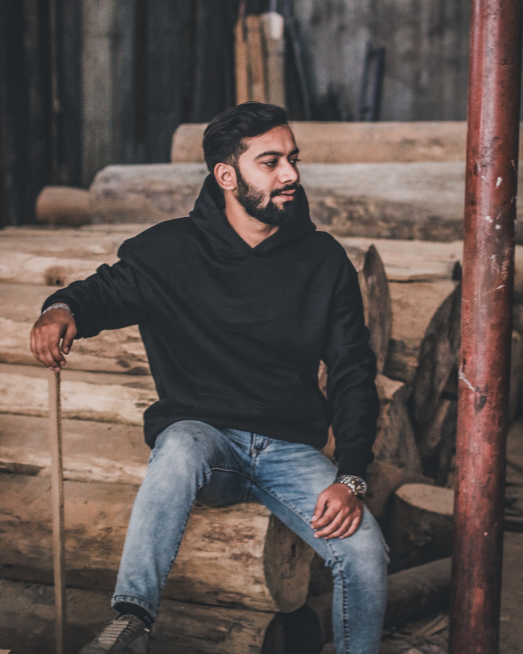 Oversize Hoodie - Black view 3