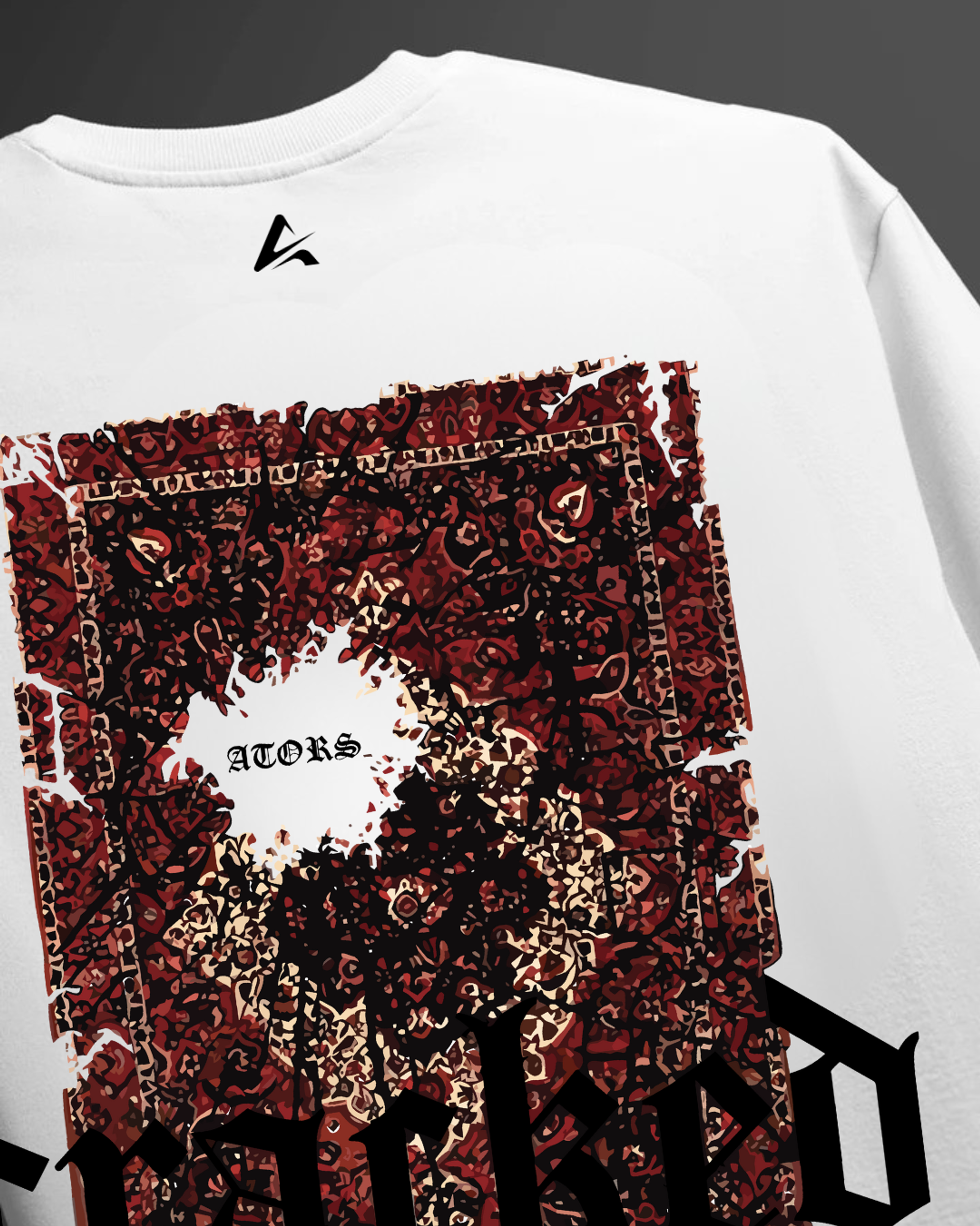 CRACKED White Premium Drop Shoulder T-Shirt  view 3