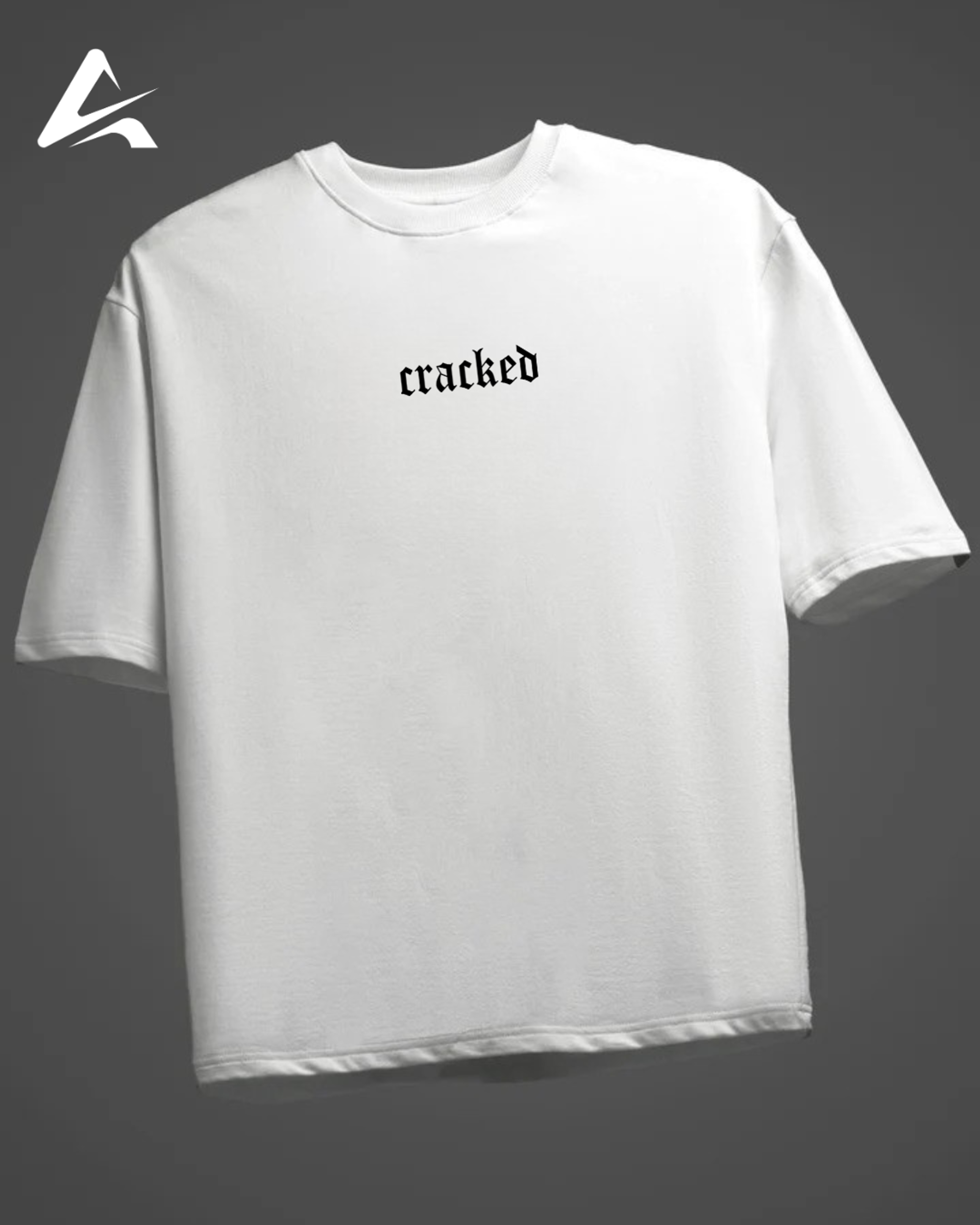 CRACKED White Premium Drop Shoulder T-Shirt  view 4