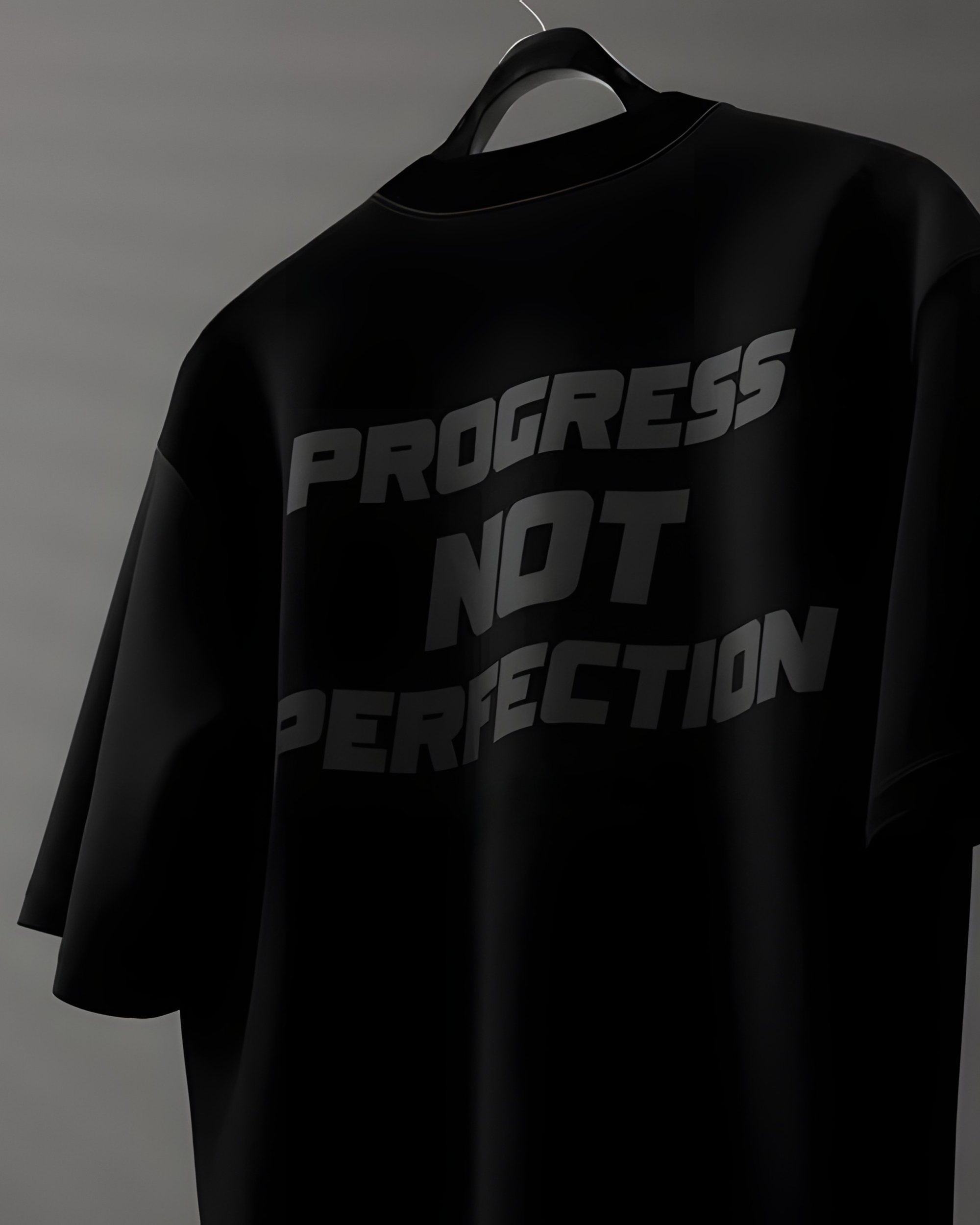 Progress Not Perfection Black Oversized Fit Tshirt view 4