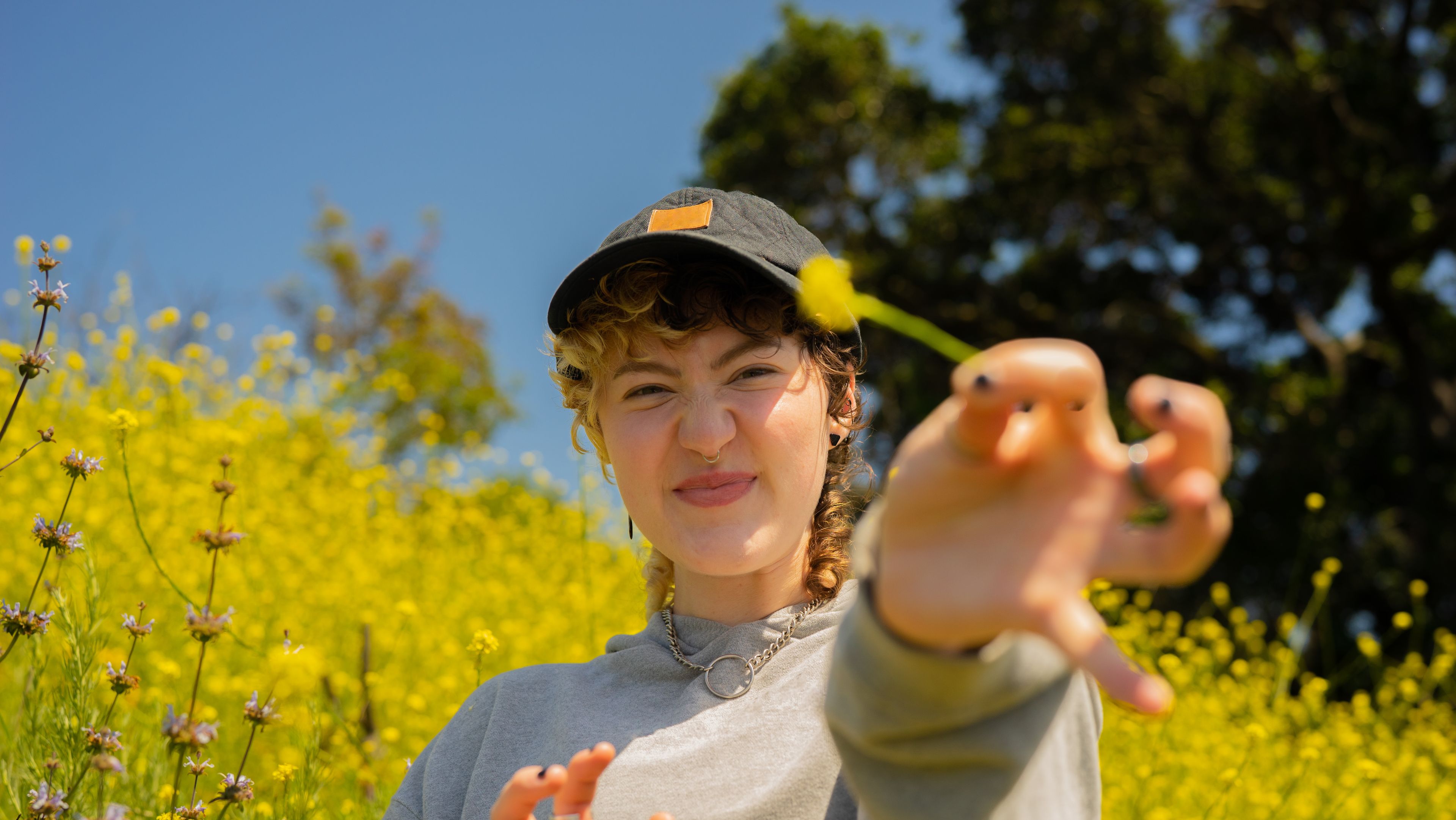 person holding a flower