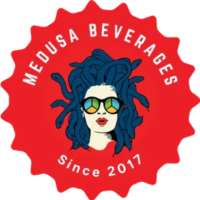 Medusa logo · beverage brand served by Rapid BevTech