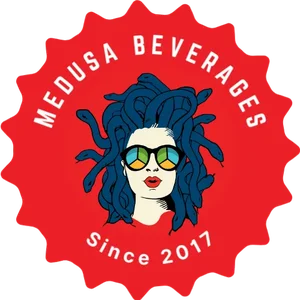 Medusa logo · beverage brand served by Rapid BevTech