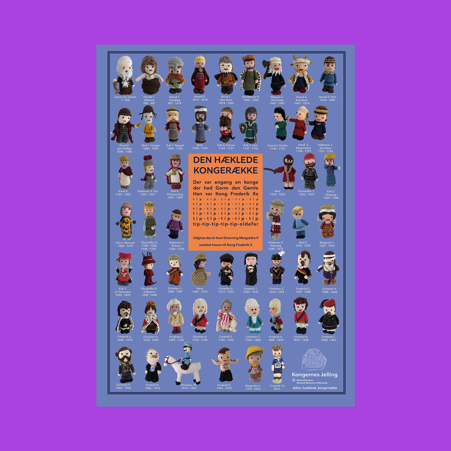 Plakat med den hæklede kongerække