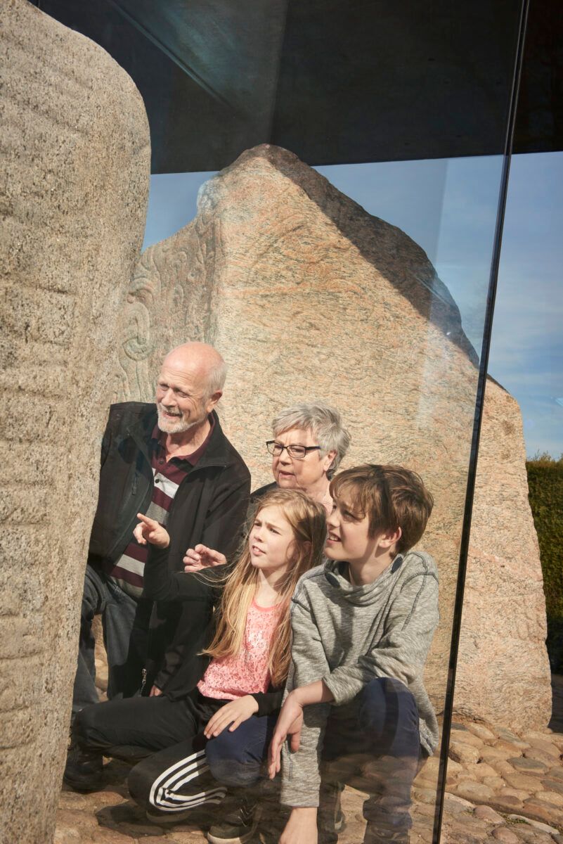 Family looking at the Jelling Stones