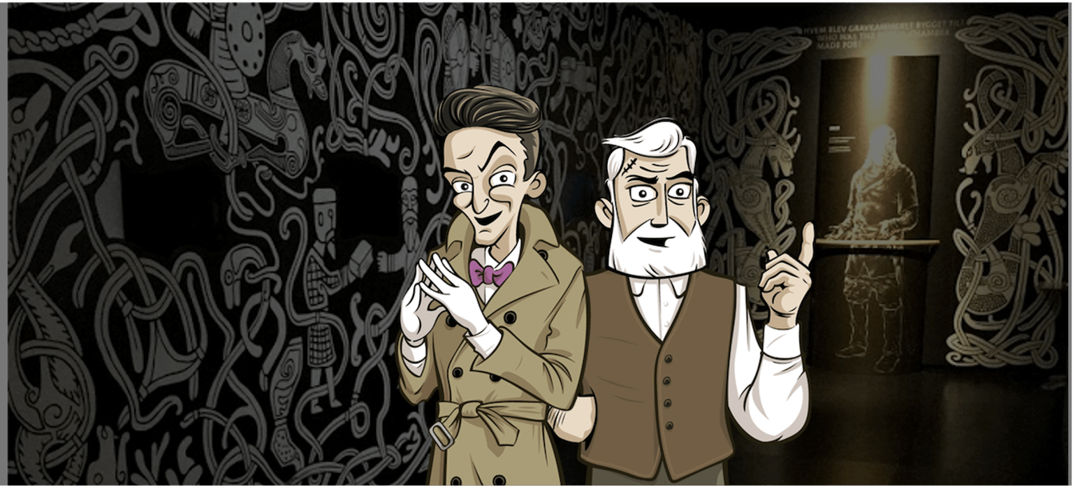 Tegning af detektiver til spillet Museumsmysteriet