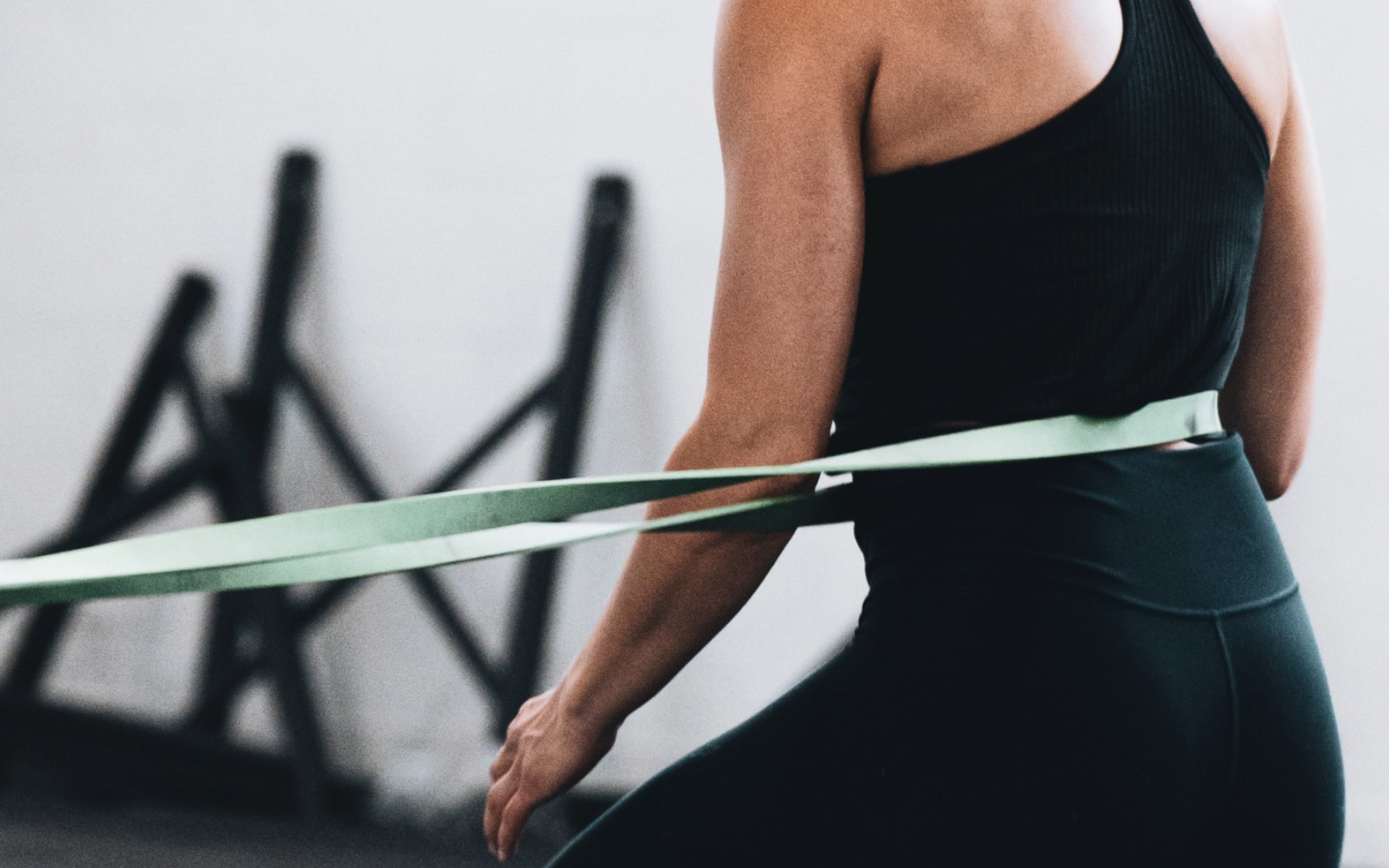 Woman in black sportswear