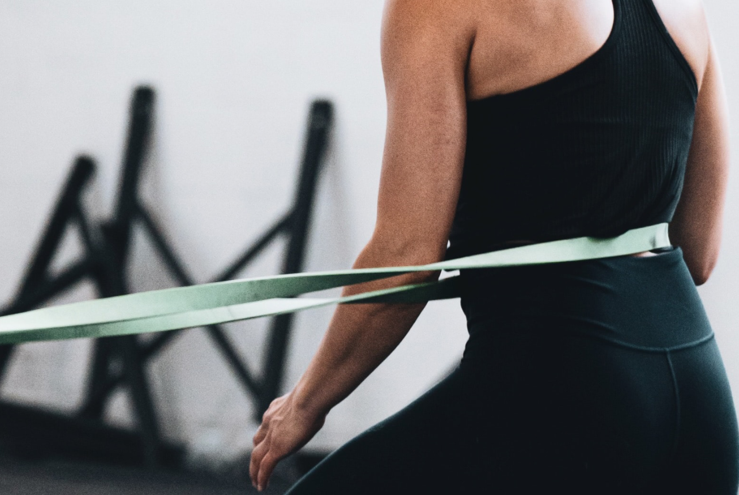Woman in black sportswear