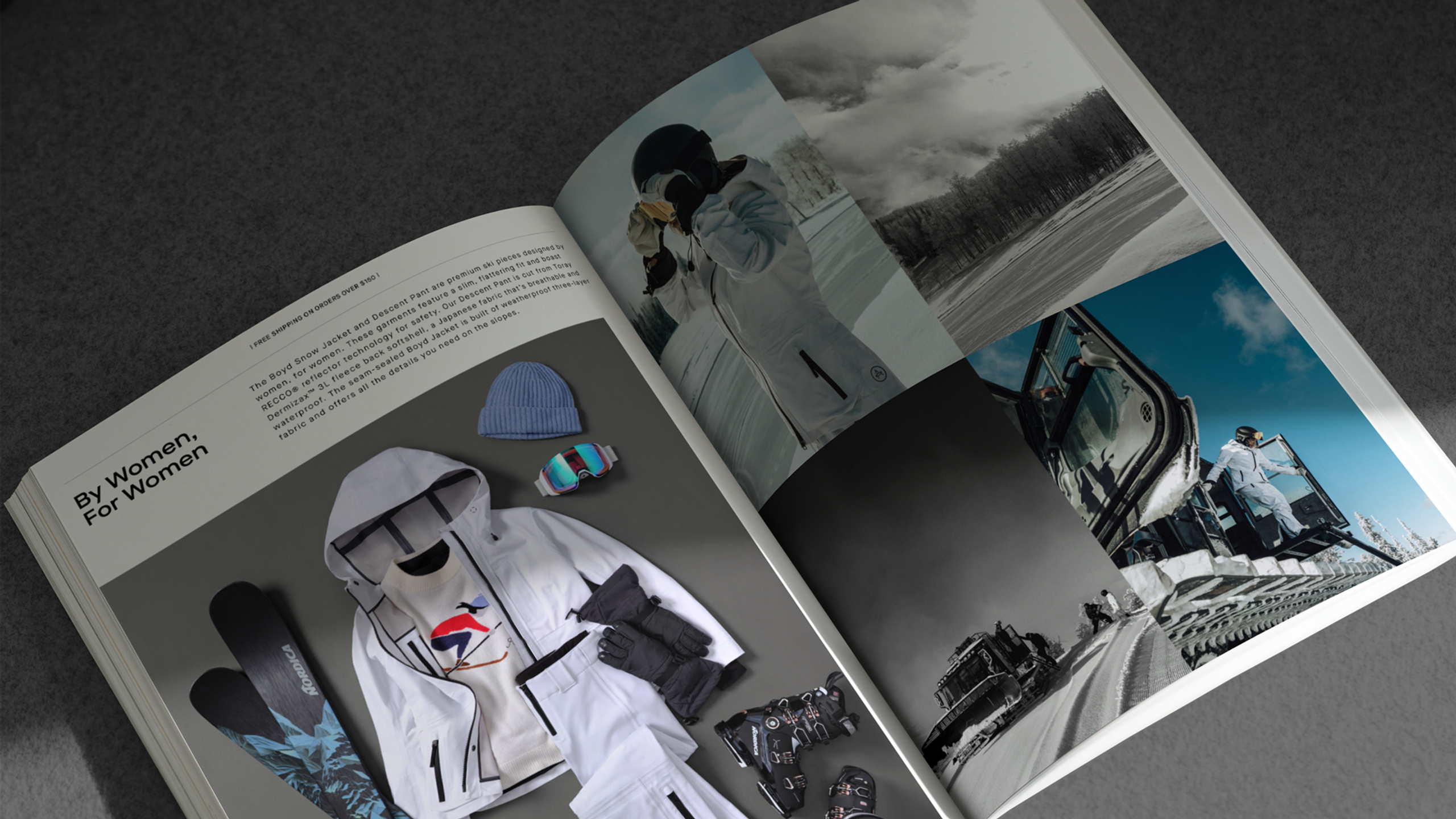 a photo of an inside page of a magazine with winter clothes in it