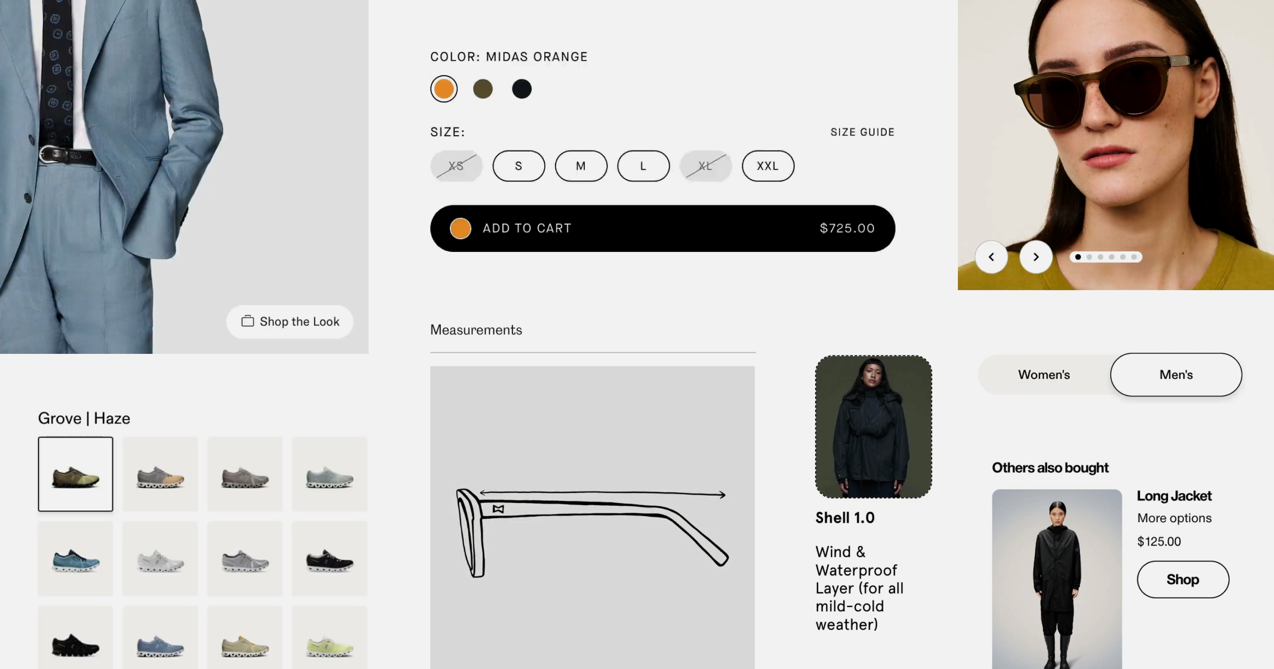 An image with user interface elements from ecommerce product detail page.