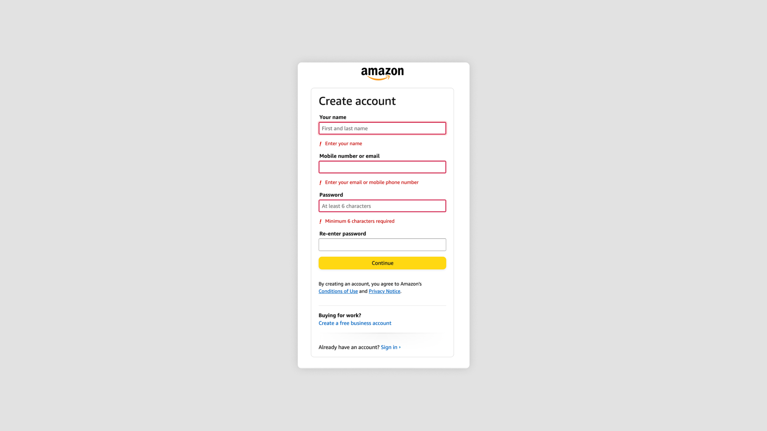 Video showing how Amazon registration process works. The process is compliant with website accessibility guidelines. 