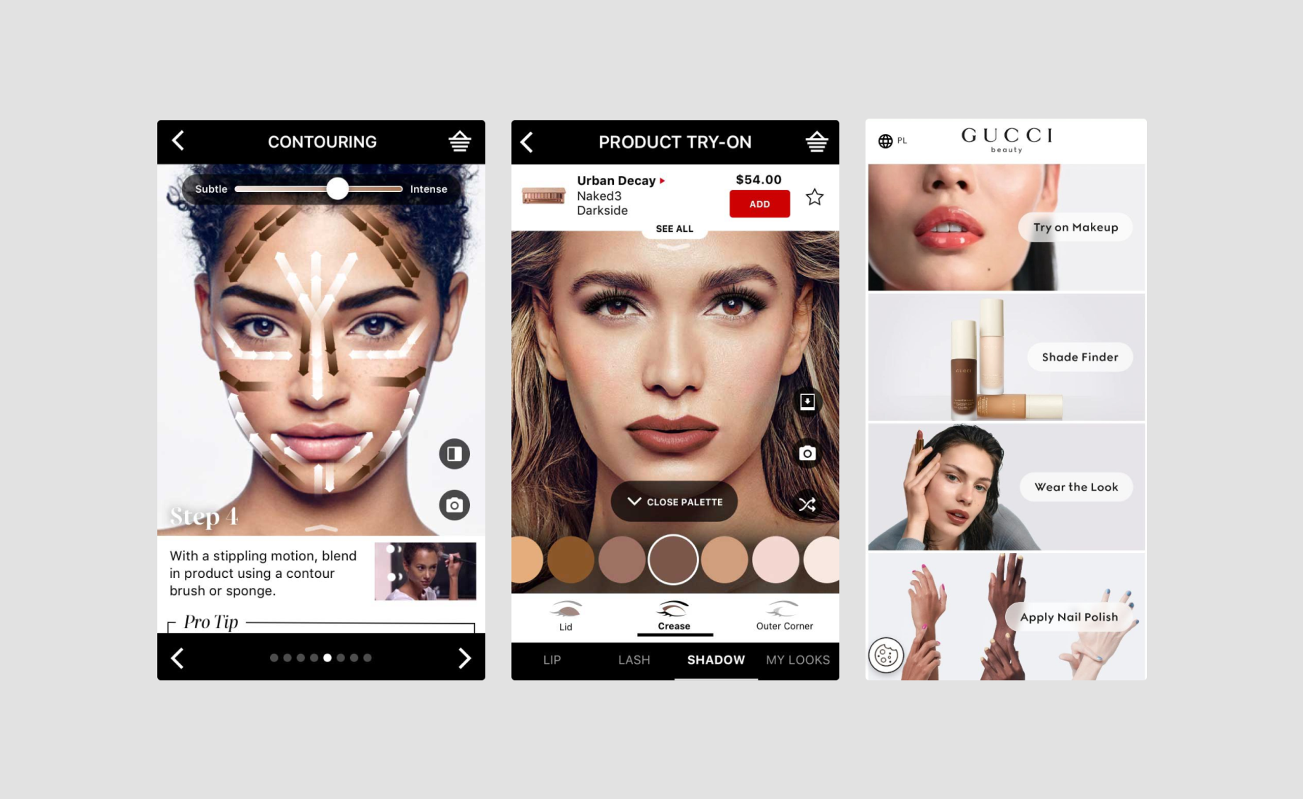 images showing virtual try ons at eCommerce beauty brands