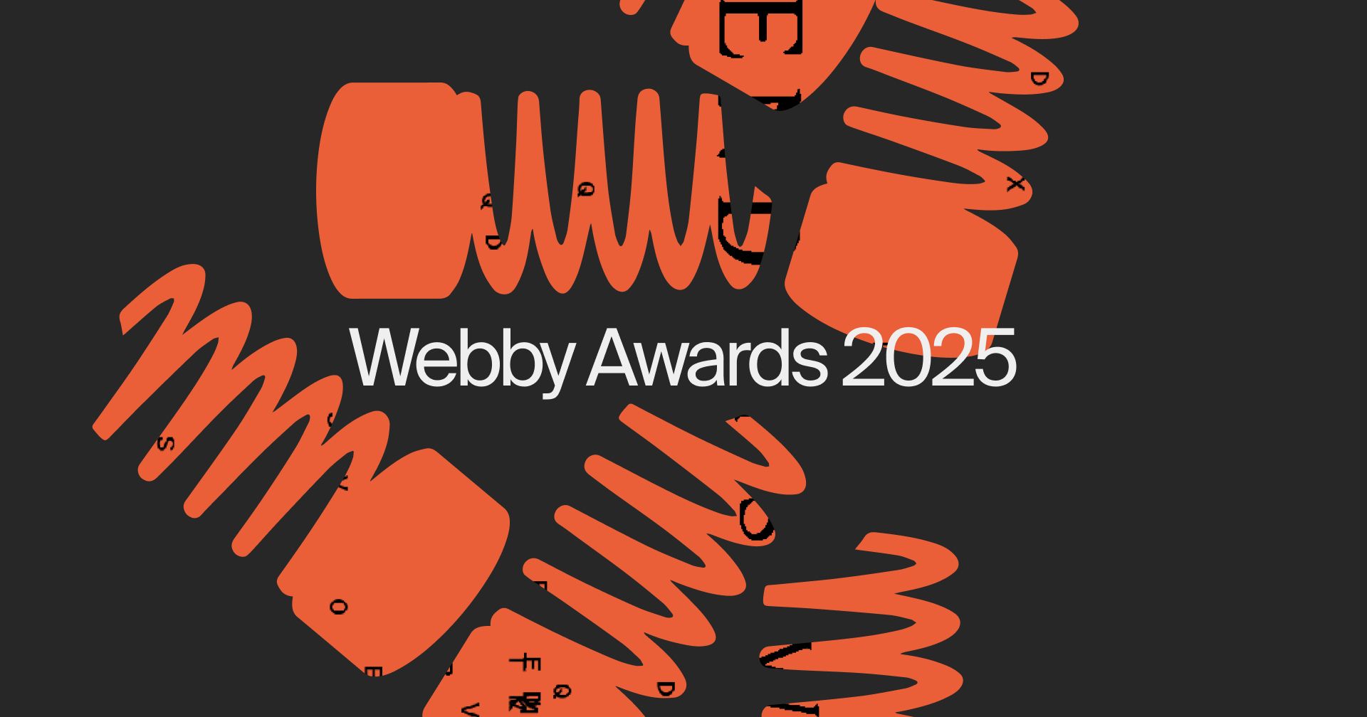 orange spirals on a black background with words Webby Awards 2025 written
