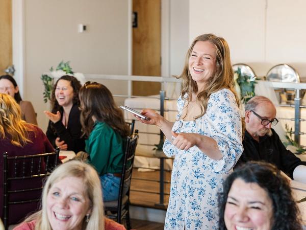 Family gathered at an anniversary celebration