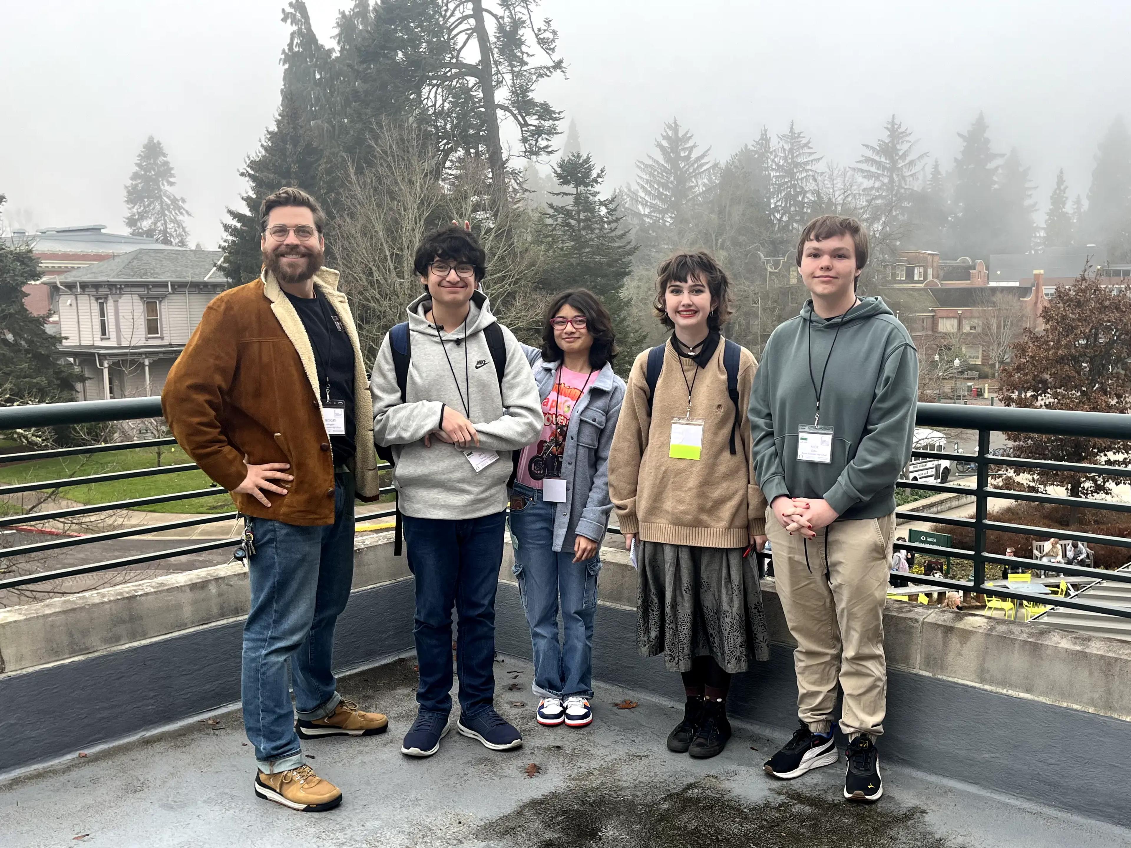 Advisor and members of the student staff of The Benson Orbit