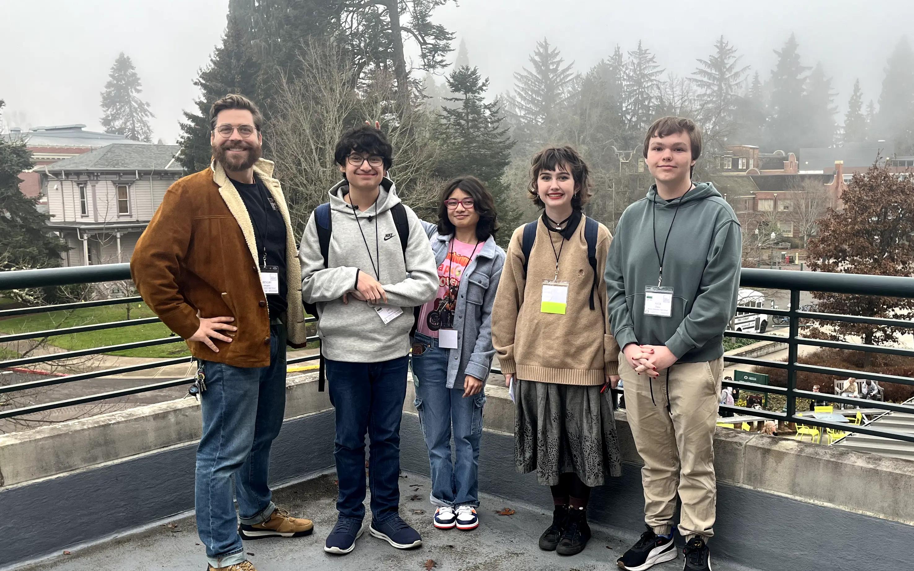 Advisor and members of the student staff of The Benson Orbit