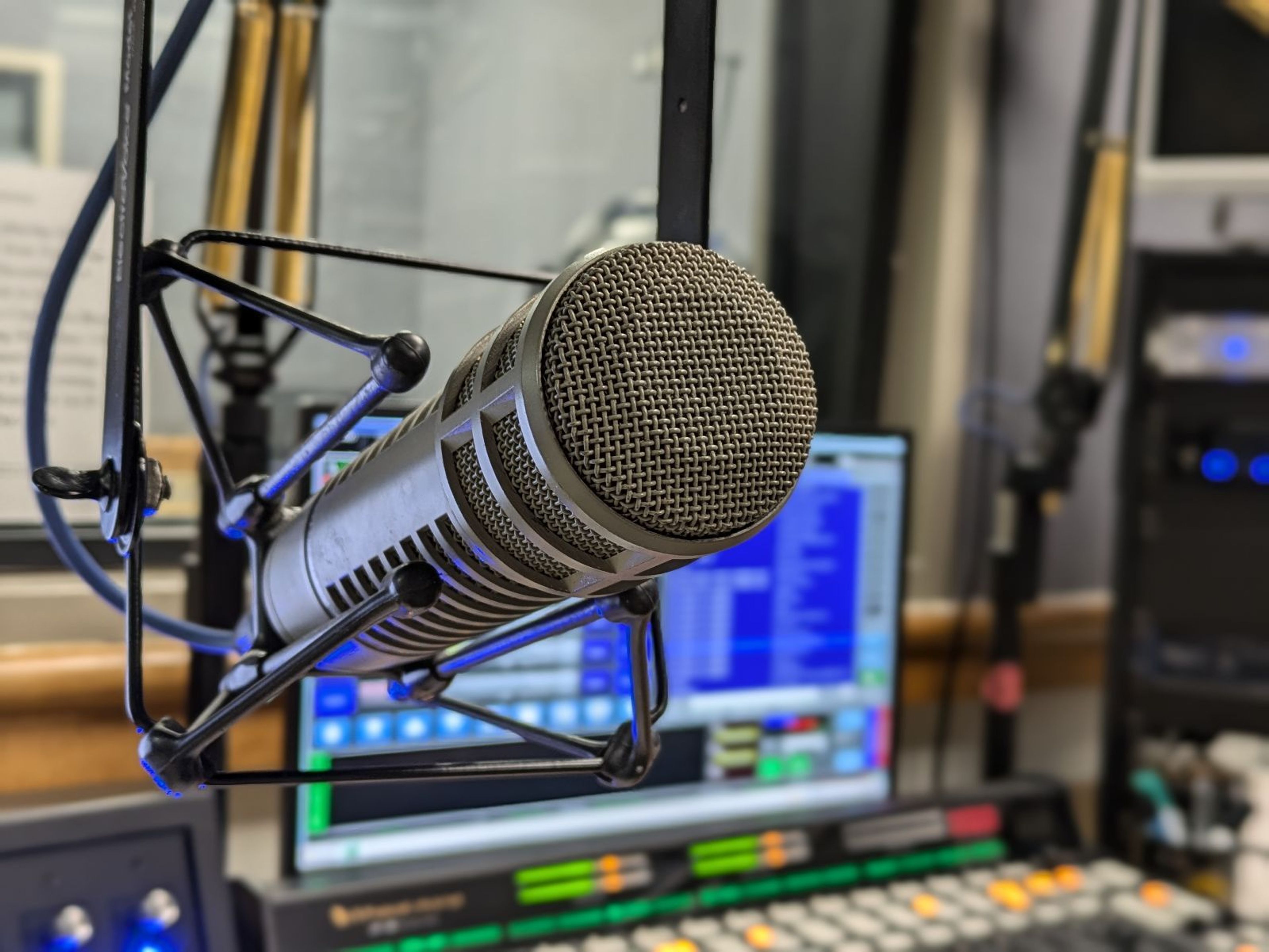 Microphone in a radio studio