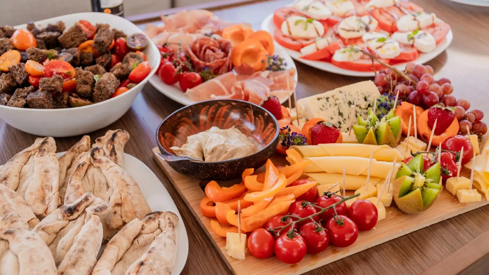 Food platters on a Yacht Getaways catamaran