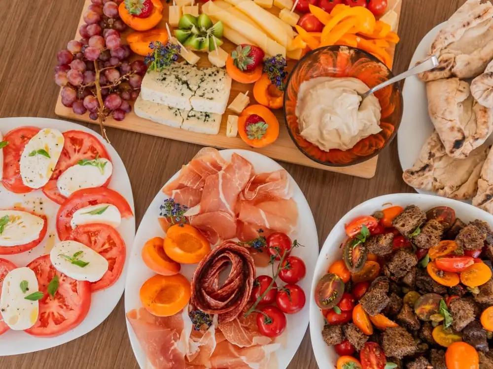 A vibrant hand-made meal for a luxury catamaran cruise with Yacht Getaways, showing off skills of the onboard host.