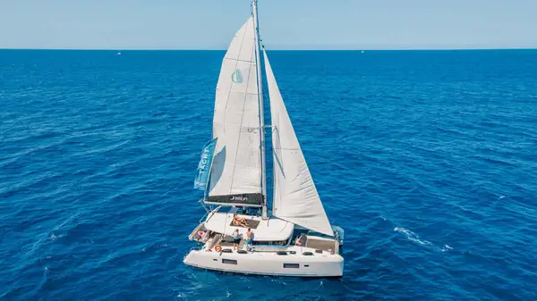 Catamaran sailing in Greece