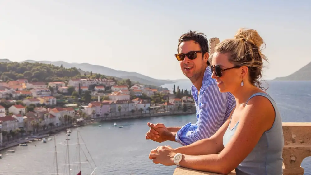 Couple admiring the view in Korcula