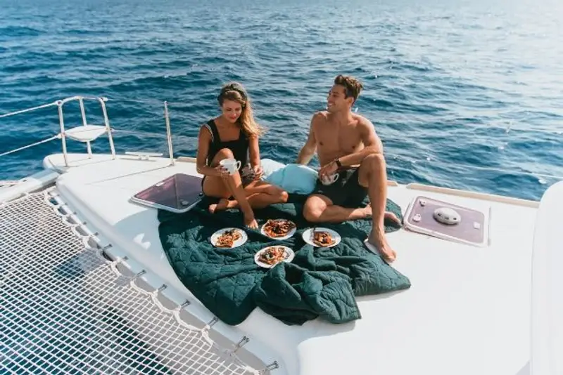 Lunch on a Catamaran at Sea