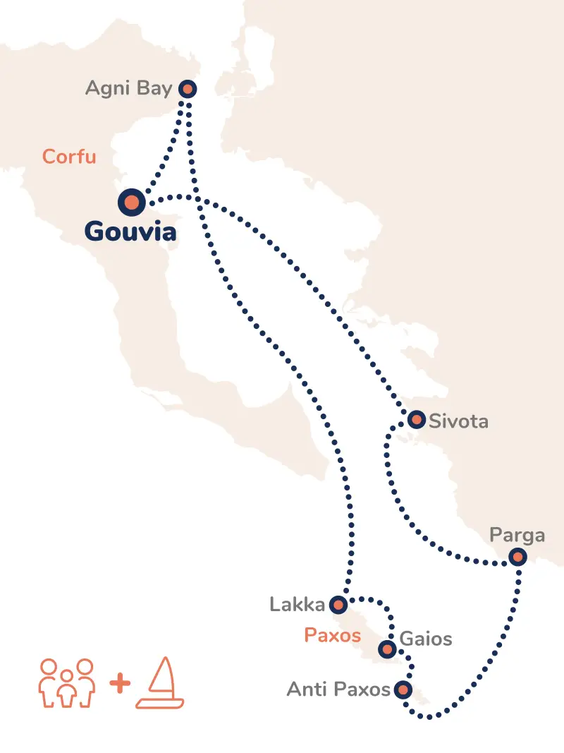 Greece Corfu Family Cruise Route Map