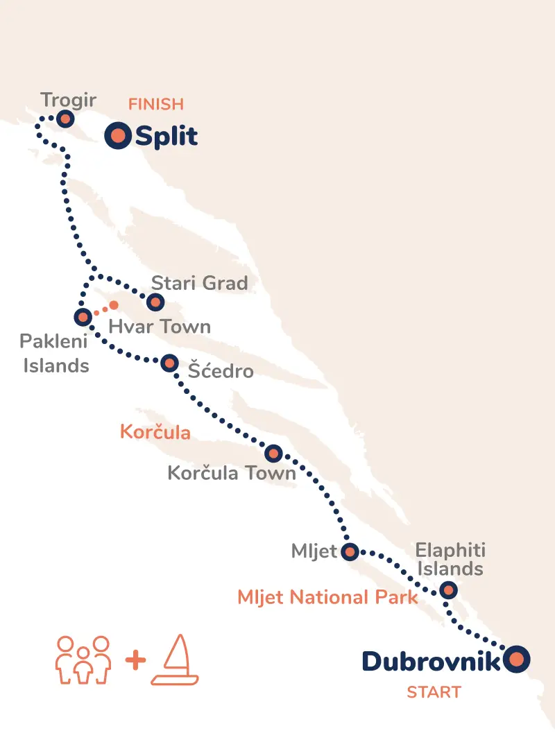 Croatia Dubrovnik Family Cruise Map