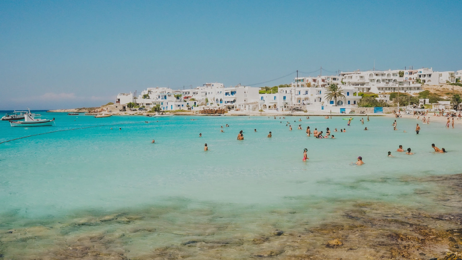 Blue water bay in Greece