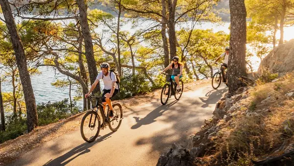 Cyclists in Mljet National Park