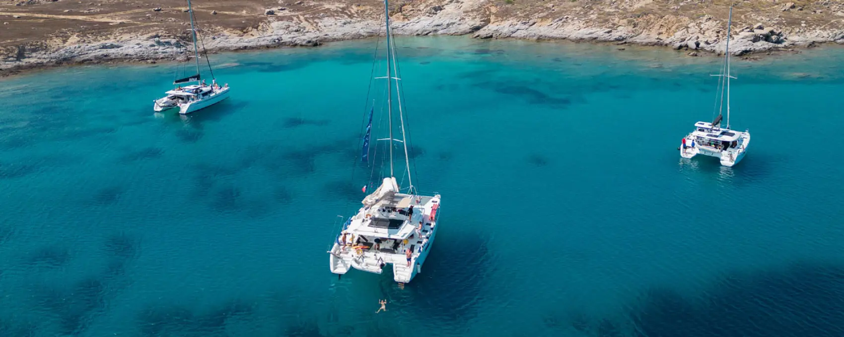 Yachts anchored in a bay in Greece