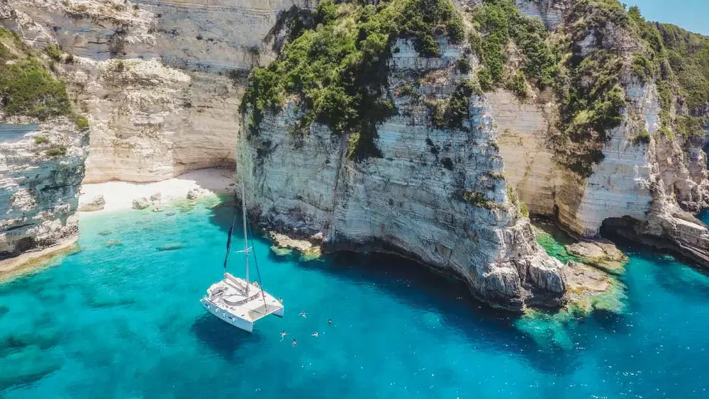 Yacht Getaways catamaran anchored in a beautiful bay