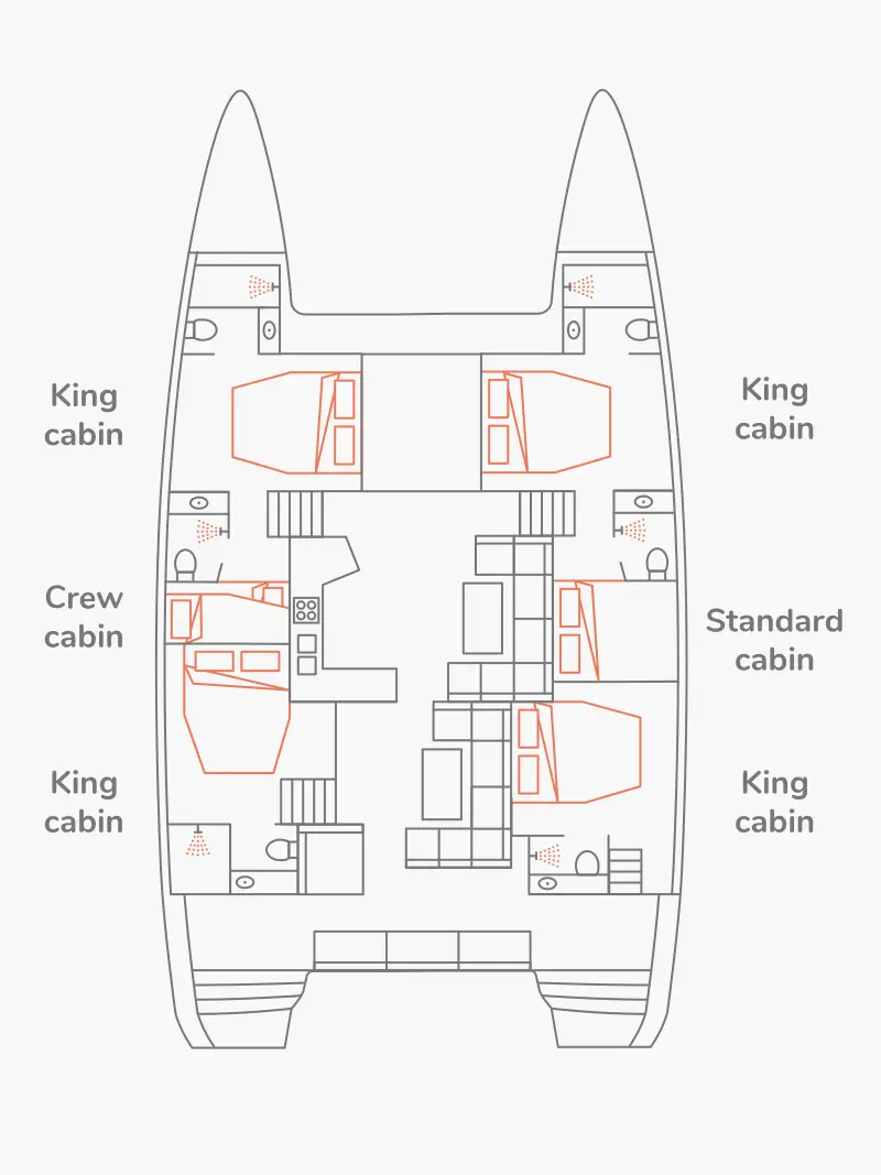 Superior Plus catamaran cabin layout