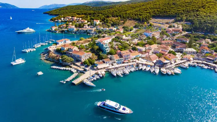 Fiskardo waterfront in Kefalonia