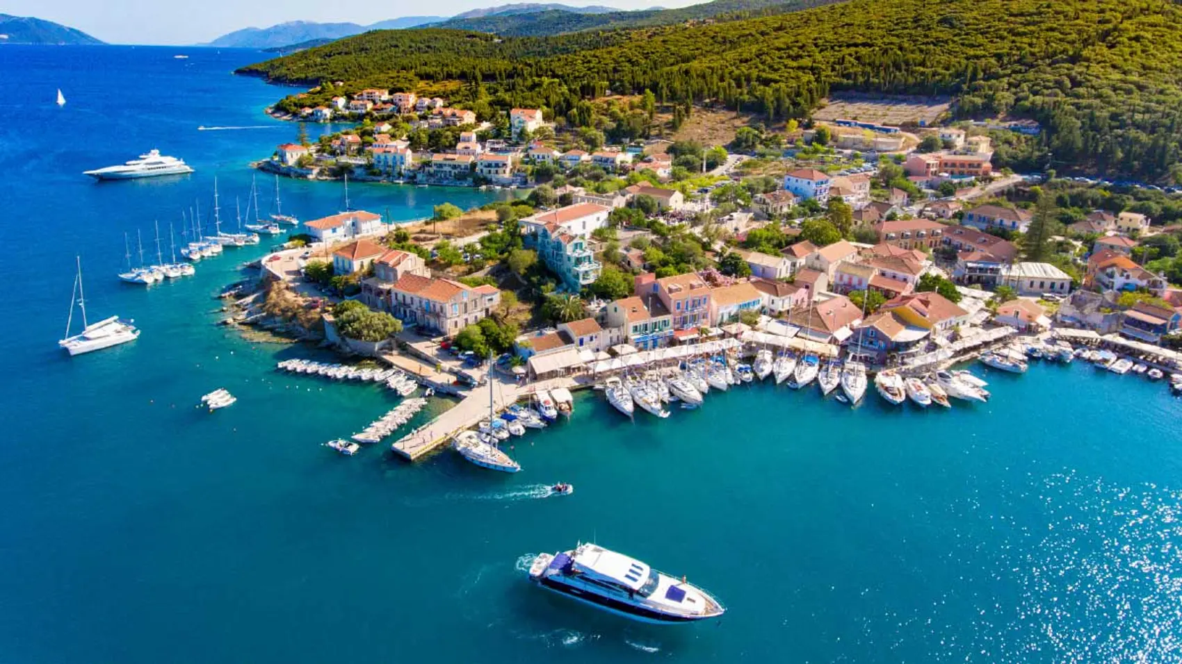 Fiskardo waterfront in Kefalonia