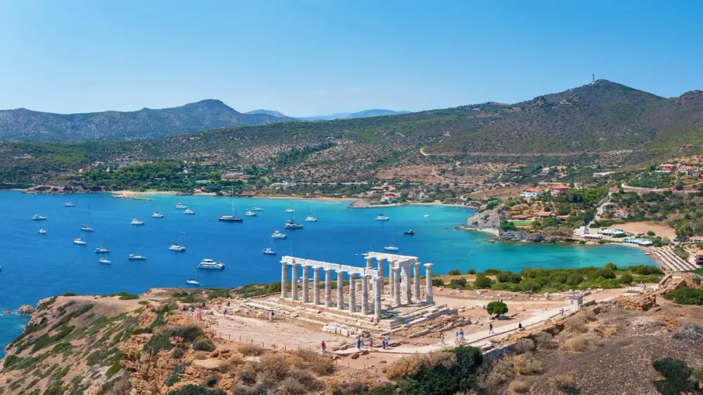 View of the temple of Poseidon in Greece