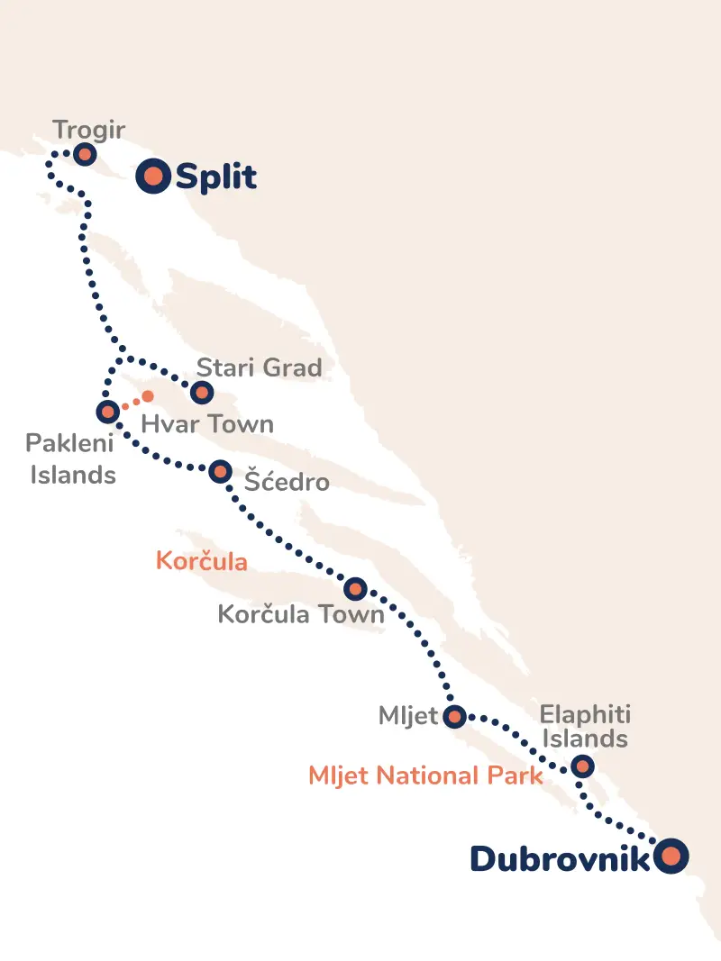 Croatia Dubrovnik Explorer Route Map