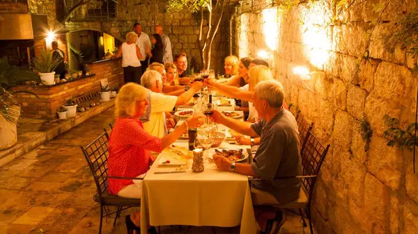 Group of people at a restaurant in Dubrovnik