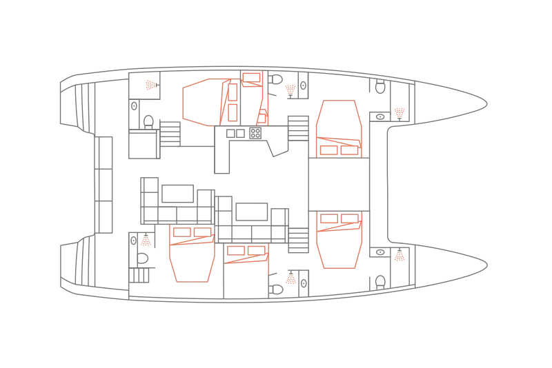 Superior Plus catamaran cabin layout