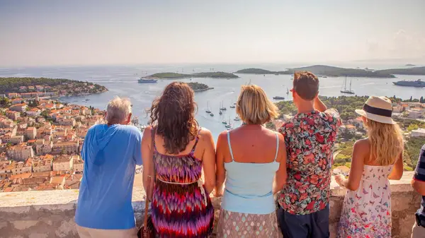 Family look out over Hvar from the fortress