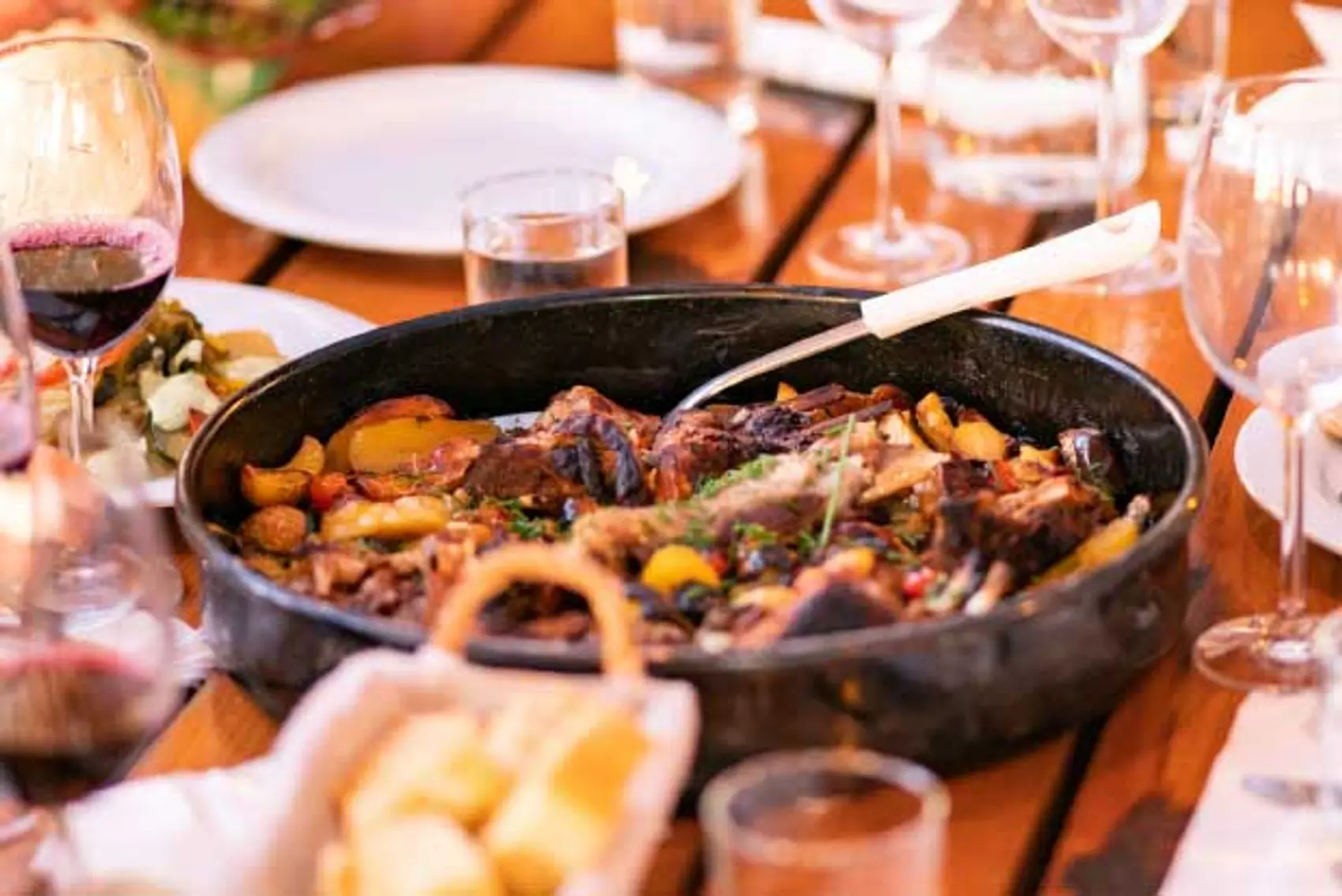 Croatian peka on restaurant table