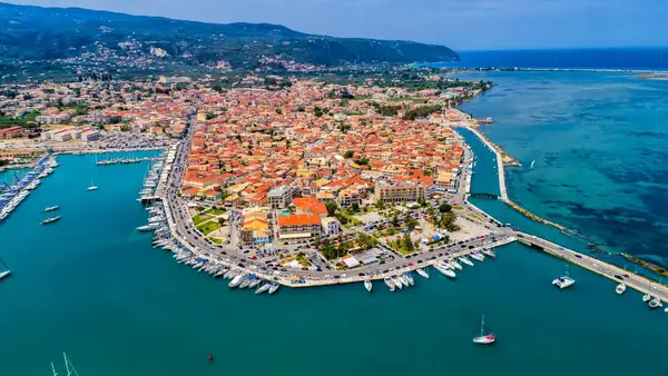 Aerial view of Lefkas town in Greece 