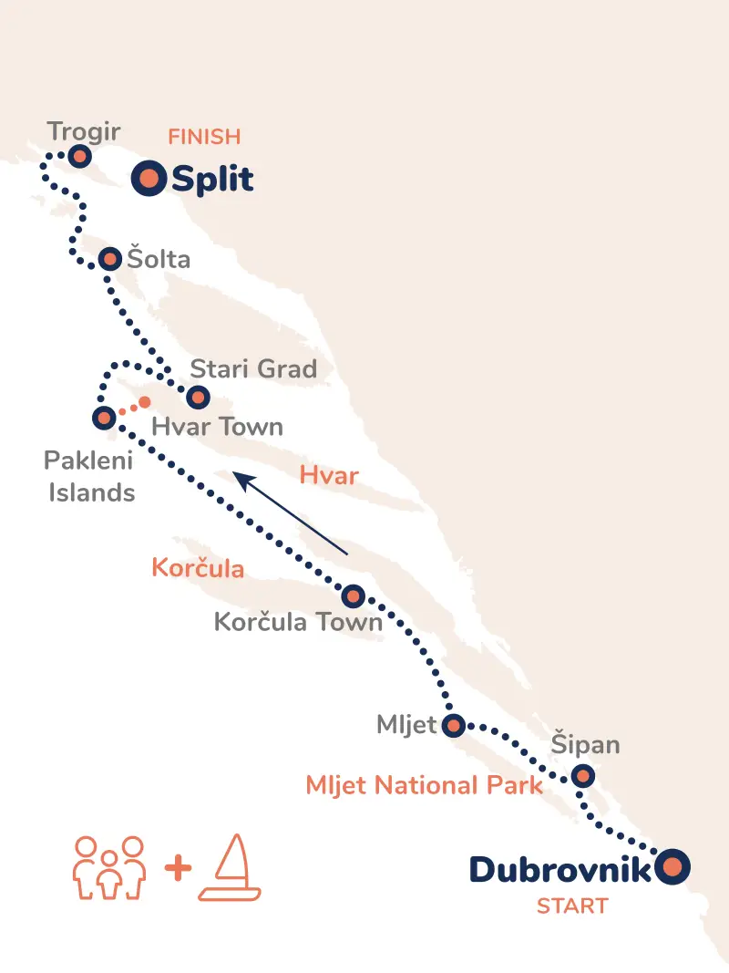 Croatia Dubrovnik Family Cruise Map