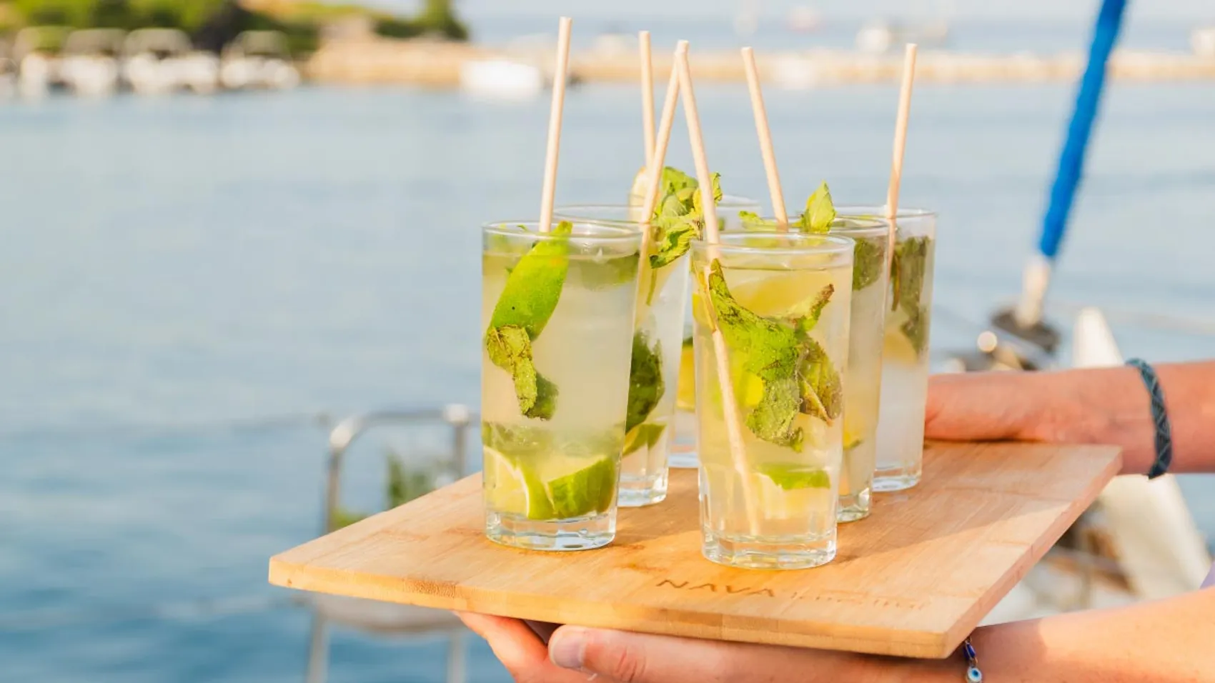 Cocktails served onboard a catamaran