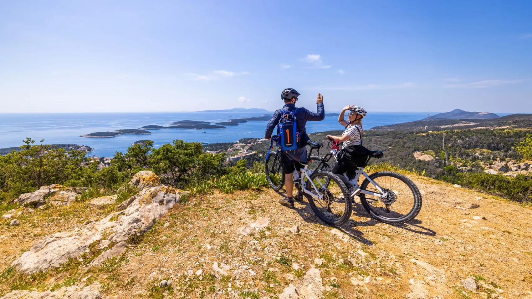 Cyclists high five in Croatia