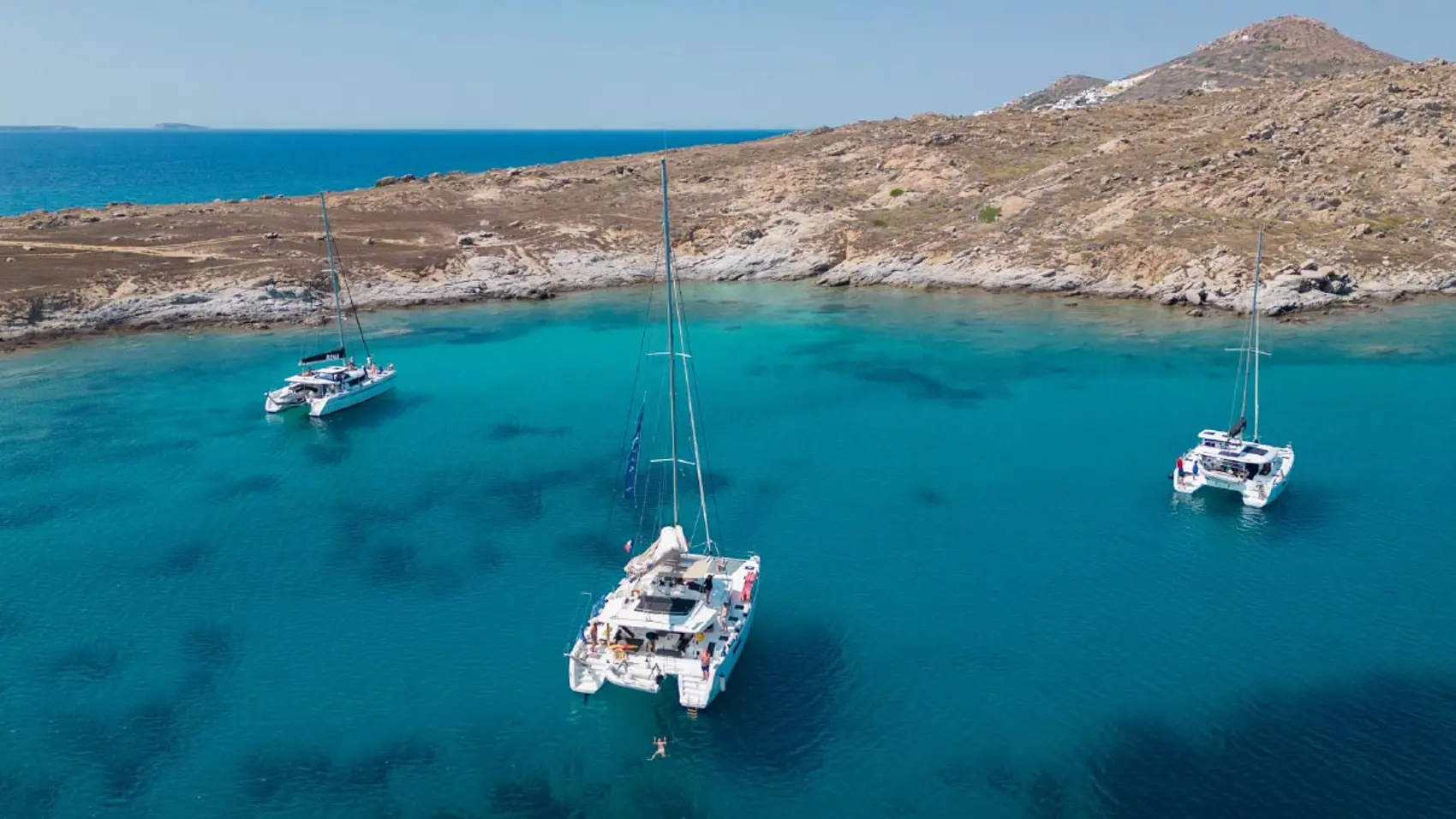 Yachts anchored in a bay in Croatia