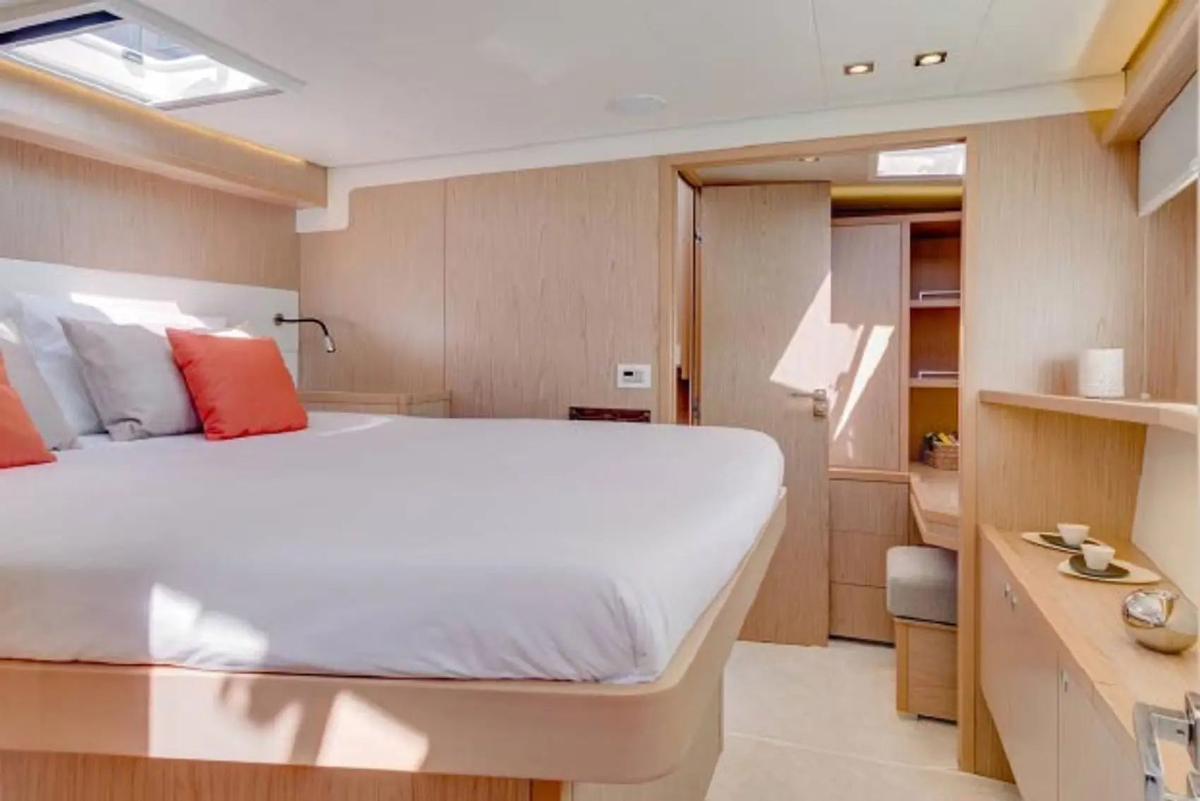 Inside view of a Prestige Catamaran cabin