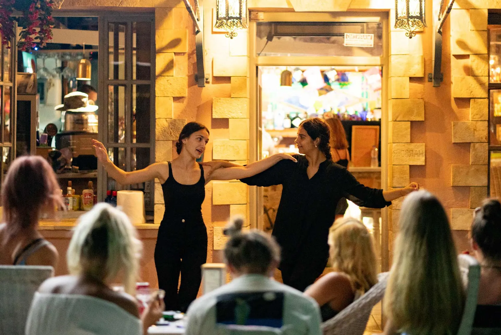 Greek women dancing in Lakka