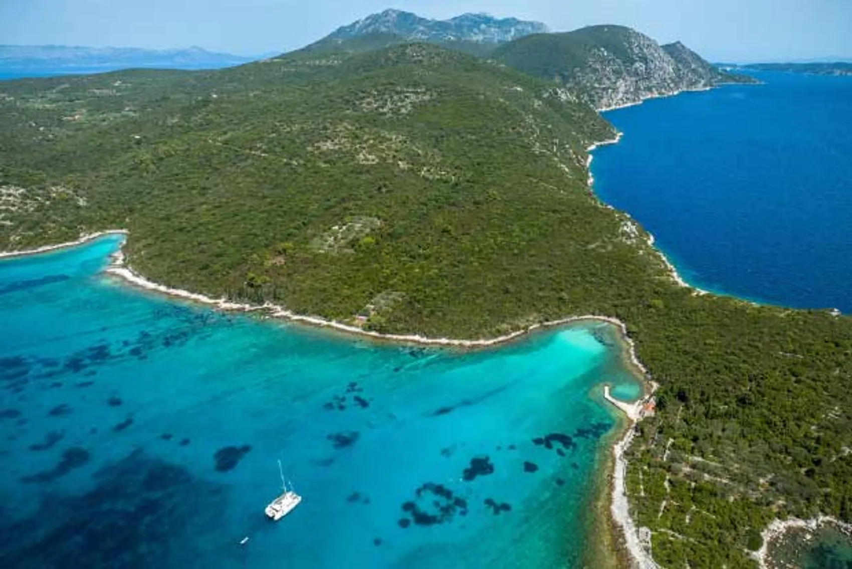 Picture of a yacht anchored in Mljet National Park in Croatia