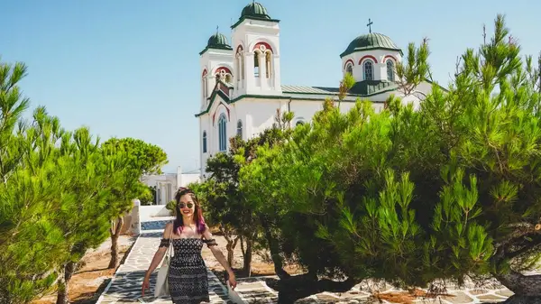 Woman site-seeing in Antiparos